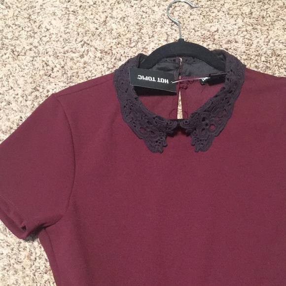 NEW Adorable Hot Topic burgundy skater dress - Picture 5 of 8